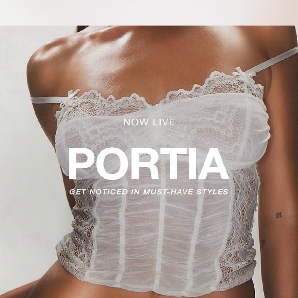 I.AM.GIA White and Tan Lace Camisole